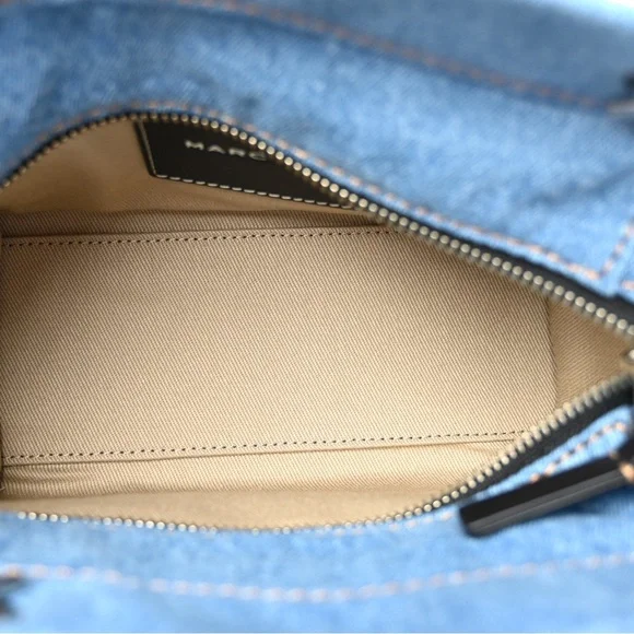 MARC JACOBS Denim Canvas Small Chain Bag Blue Light Wash - Picture 4 of 9